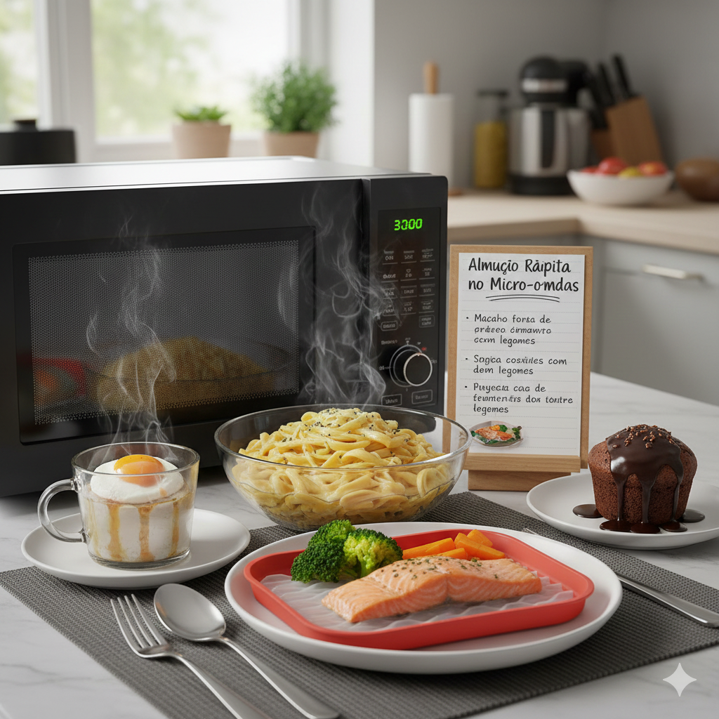 Almoço feito apenas no micro-ondas